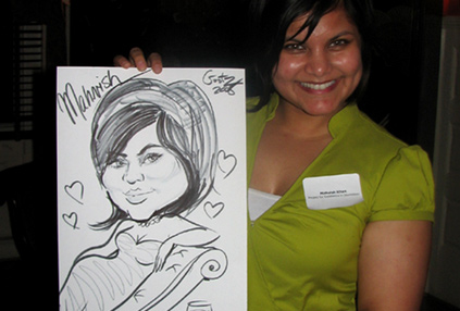 Beautiful Girl with Caricature